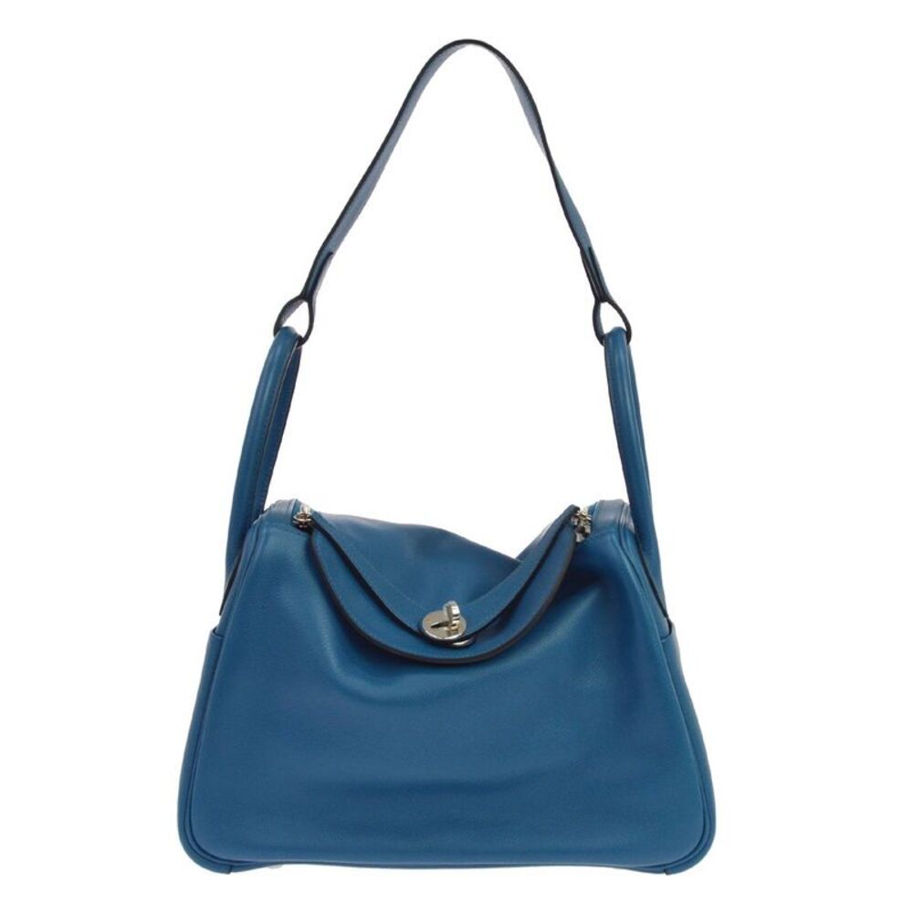 Hermes Lindy Evercolor Blue Leather Handbag